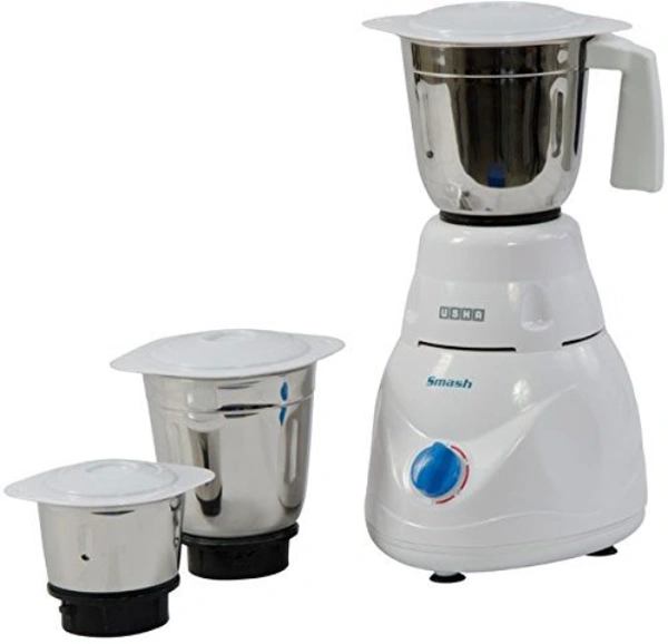 USHA Usha Smash Mixer Grinder (MG-2853) 500-Watt 3 Jars (White) - 500W, WHITE, 2 YEAR 